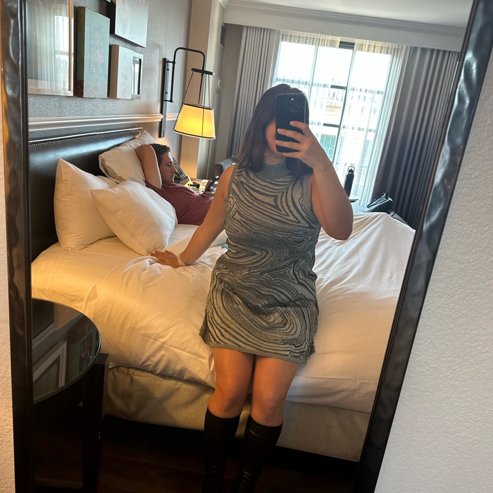 Anthropologie Gold Silver and Black Metallic Dress